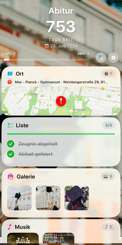 Die Rückseite der Erinnerungskarte, mit Fotos, Notizen und Karte