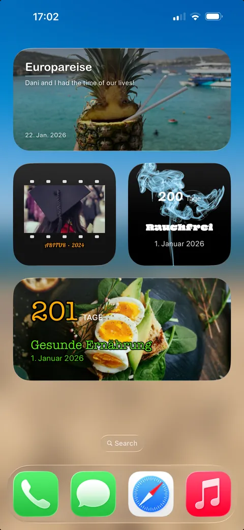 Good Tyms Widgets auf dem Home-Bildschirm