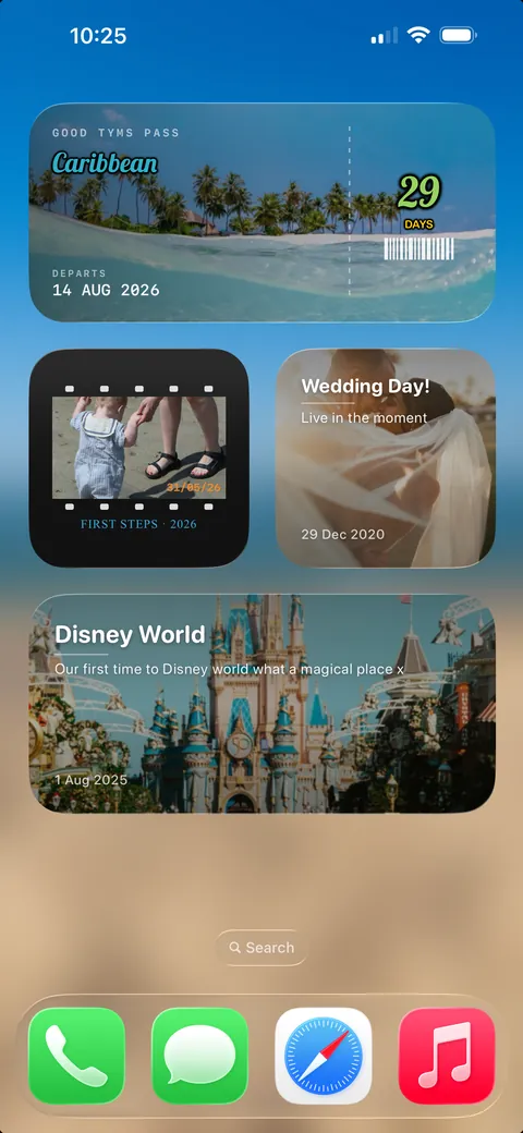 Good Tyms widgets on the Home Screen