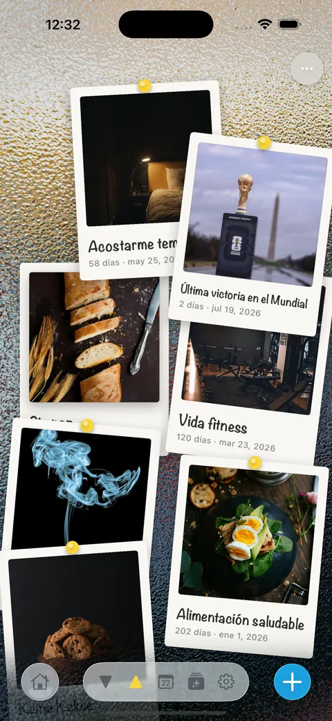 Eventos mostrados como una pared de polaroids
