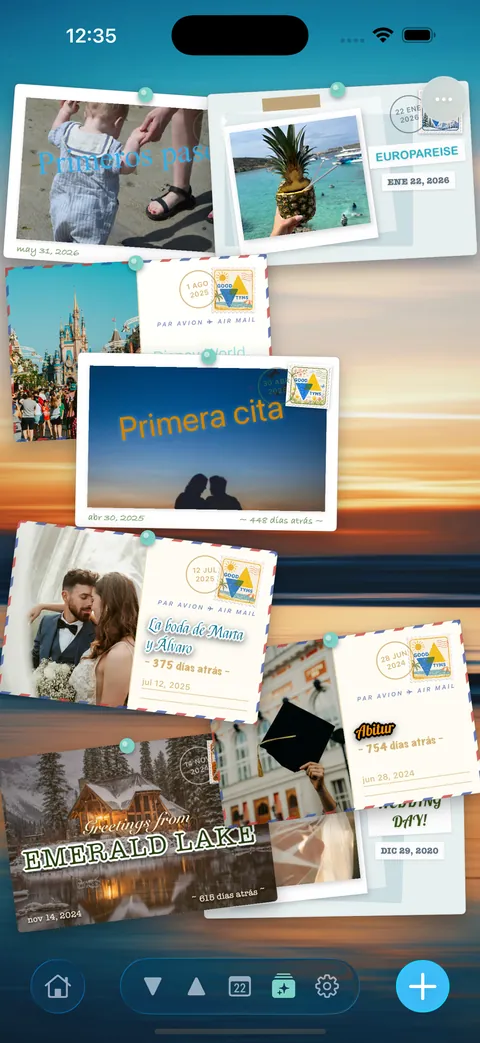 Eventos mostrados como postales