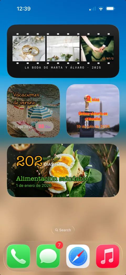 Widgets de Good Tyms en la pantalla de inicio