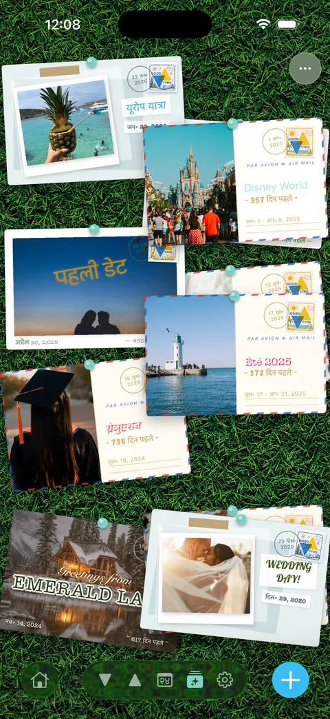 पोस्टकार्ड के रूप में दिखाए गए इवेंट