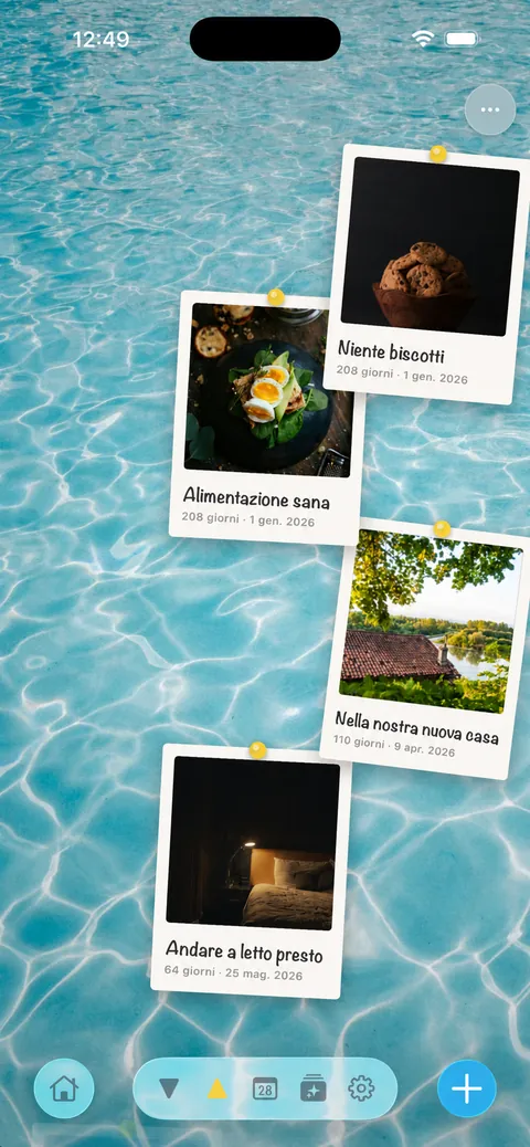Eventi mostrati come una parete di polaroid