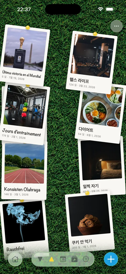 폴라로이드 벽으로 표시된 이벤트