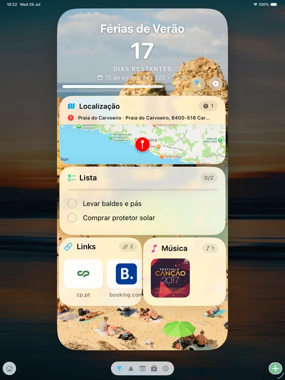 O mesmo cartão no iPad